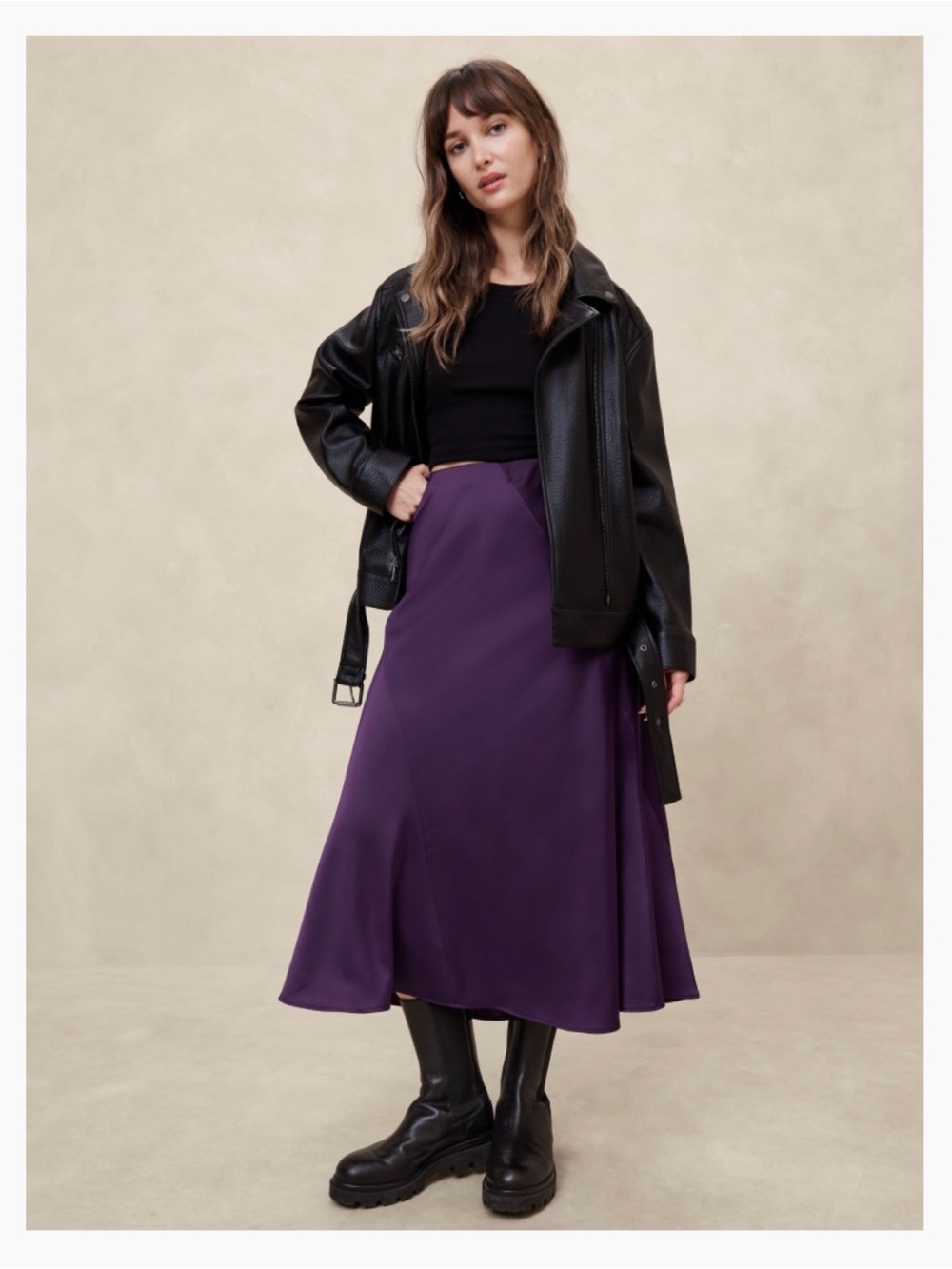Banana Republic Midi Slip Skirt - XXL - Deep Highland Purple - NWT